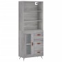 Credenza Grigio Sonoma 69,5x34x180 cm in Legno Multistrato