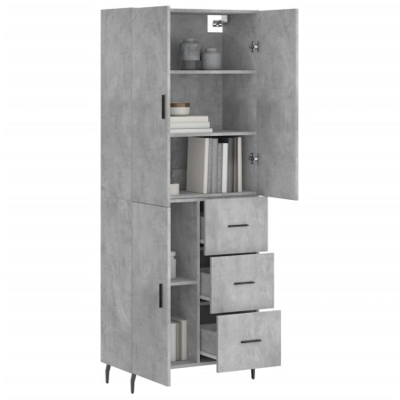 Credenza Grigio Cemento 69,5x34x180 cm in Legno Multistrato