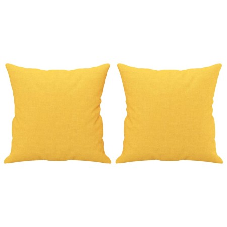 Cuscini Decorativi 2 pz Giallo Chiaro 40x40 cm in Tessuto