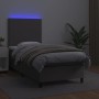 Giroletto Molle con Materasso e LED Grigio 90x200cm Similpelle