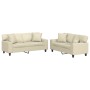 Set di Divani 2 pz con Cuscini Crema in Similpelle