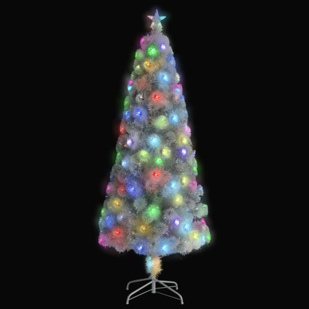 Albero Natale Preilluminato Bianco 240 cm in Fibra Ottica