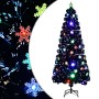 Albero Natale con Fiocchi di Neve a LED Nero 210cm Fibra Ottica