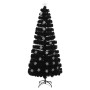 Albero Natale con Fiocchi di Neve a LED Nero 210cm Fibra Ottica