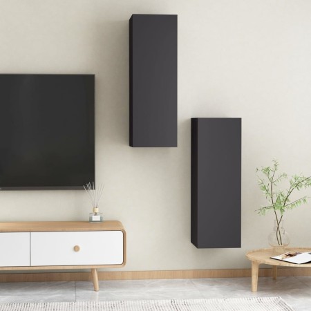 Mobili Porta TV 2pz Grigi 30,5x30x90 cm in Legno Multistrato