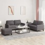 Set di Divani 3 pz con Cuscini Grigio in Similpelle