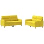 Set di Divani 2 pz con Cuscini Giallo Chiaro in Tessuto