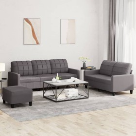 Set di Divani 3 pz con Cuscini Grigio in Similpelle