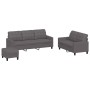 Set di Divani 3 pz con Cuscini Grigio in Similpelle
