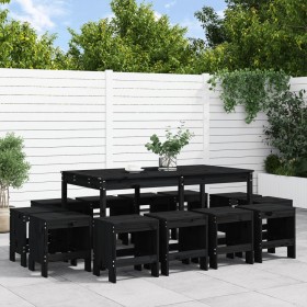 Set da Pranzo da Giardino 13 pz Nero in Legno Massello di Pino