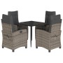 Set da Pranzo da Giardino 5 pz con Cuscini in Polyrattan Grigio