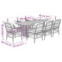 Set da Pranzo da Giardino 9 pz con Cuscini in Polyrattan Grigio
