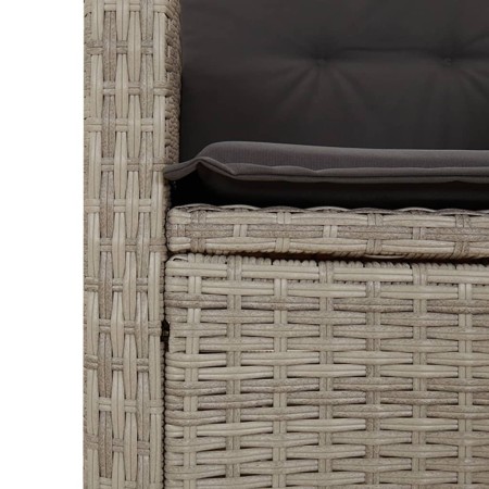 Set Pranzo da Giardino 3pz con Cuscini Grigio Chiaro Polyrattan