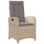 Set Pranzo da Giardino 3 pz con Cuscini Beige Misto Polyrattan