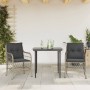 Set da Bistrò 3 pz con Cuscini Grigio Chiaro in Polyrattan