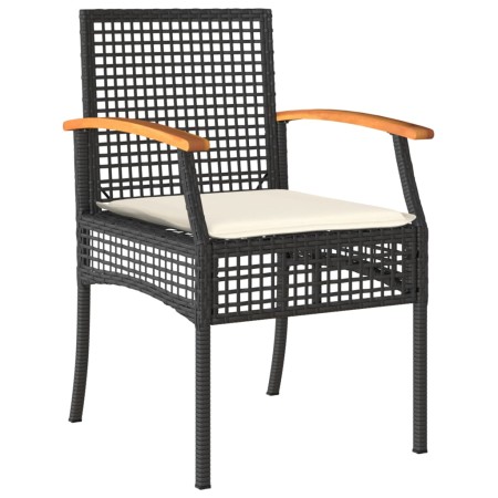 Set da Pranzo da Giardino 5 pz Nero con Cuscini in Polyrattan