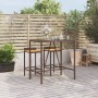 Tavolo Bar con Piano in Vetro Marrone 110x70x110 cm Polyrattan