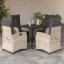 Set Pranzo da Giardino 5pz con Cuscini Grigio Chiaro Polyrattan