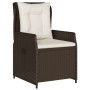 Set da Pranzo da Giardino 3pz con Cuscini in Polyrattan Marrone