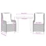 Set da Pranzo da Giardino 3pz con Cuscini in Polyrattan Marrone