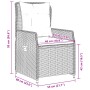 Set da Pranzo da Giardino 3pz con Cuscini in Polyrattan Marrone