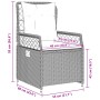 Set Pranzo da Giardino 3pz con Cuscini Grigio Chiaro Polyrattan