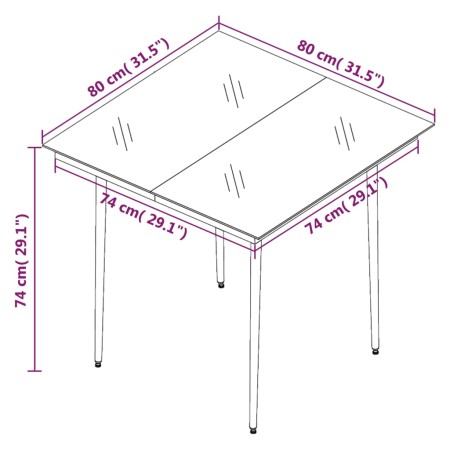 Set da Pranzo da Giardino 5 pz Nero con Cuscini in Polyrattan