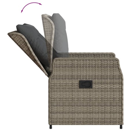 Set da Pranzo da Giardino 3 pz con Cuscini in Polyrattan Grigio