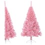 Albero di Natale Artificiale a Metà con Supporto Rosa 150cm PVC