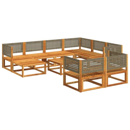 Set Divani da Giardino 10pz con Cuscini Legno Massello Acacia