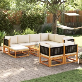 Set Divani da Giardino 10pz con Cuscini Legno Massello Acacia