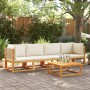 Set Divani da Giardino 4pz con Cuscini Legno Massello di Acacia