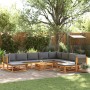 Set Divano da Giardino 11 pz con Cuscini Legno Massello Acacia