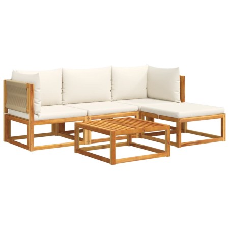 Set Divano da Giardino 5 pz con Cuscini Legno Massello Acacia