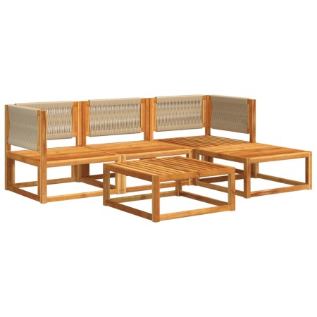 Set Divano da Giardino 5 pz con Cuscini Legno Massello Acacia