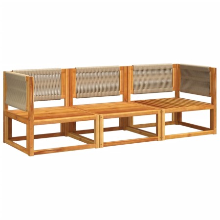 Set Divano da Giardino 3pz con Cuscini Legno Massello di Acacia