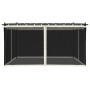Gazebo con Pareti in Rete Crema 4x3 m in Acciaio