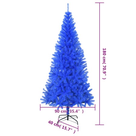 Albero di Natale Artificiale Sottile con Base Blu 180 cm PVC