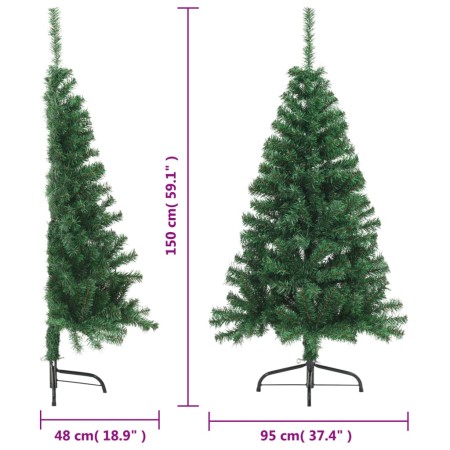 Albero di Natale Artificiale Metà con Supporto Verde 150 cm PVC