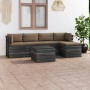 Set Divani da Giardino su Pallet 6 pz con Cuscini Massello Pino