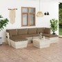 Set Divani da Giardino su Pallet 7 pz con Cuscini Legno Abete