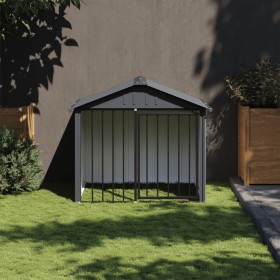 Casetta per Cani con Tetto Nero 117x103x102 cm Acciaio Zincato