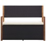 Cassapanca 115 cm in Polyrattan e Legno Massello di Acacia Nero