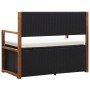 Cassapanca 115 cm in Polyrattan e Legno Massello di Acacia Nero