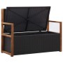 Cassapanca 115 cm in Polyrattan e Legno Massello di Acacia Nero