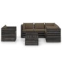 Set Salotto da Giardino con Cuscini 8pz Legno Impregnato Grigio