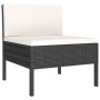 Set Divani da Giardino 7 pz con Cuscini in Polyrattan Nero