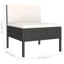 Set Divani da Giardino 7 pz con Cuscini in Polyrattan Nero