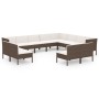 Set Divani da Giardino 12 pz con Cuscini in Polyrattan Marrone