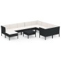 Set Divani da Giardino 11 pz con Cuscini in Polyrattan Nero